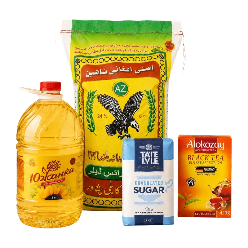 Essential Grocery Bundle contents with Black Tea