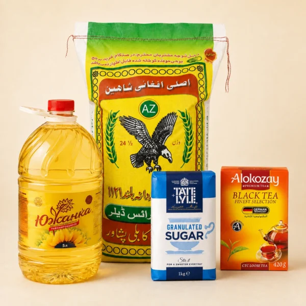 Essential Grocery Bundle contents with Black Tea